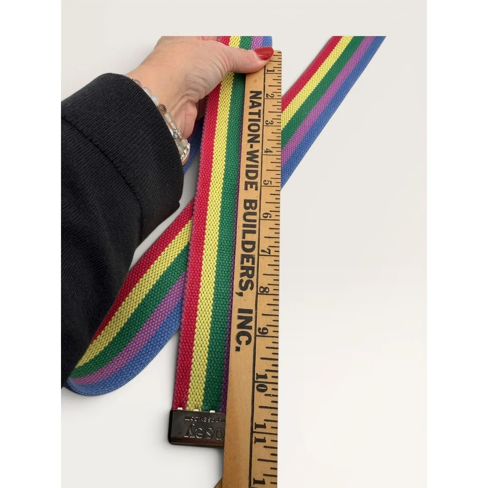 Posey Rainbow Striped Belt Cotton Webbing Quick Release Buckle 46